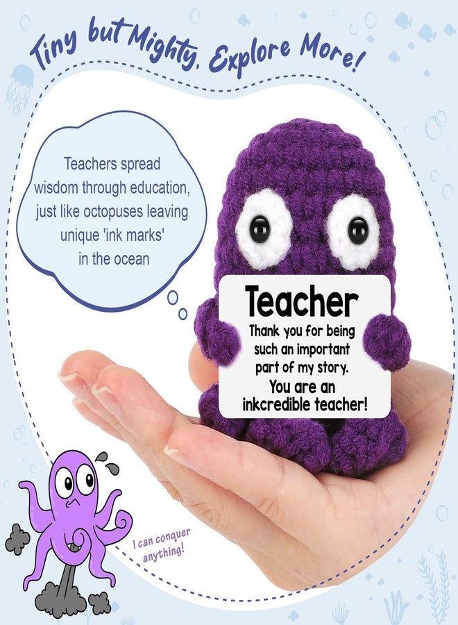 BdayPtion Christmas Teacher Gifts for Women Men, Teacher Appreciation Thank You Gifts, Christmas Stocking Stuffers Gift Teacher You Are An Inkcredible, Teacher Handmade Crochet Animals Octopus Office Desk Decor - Image 2